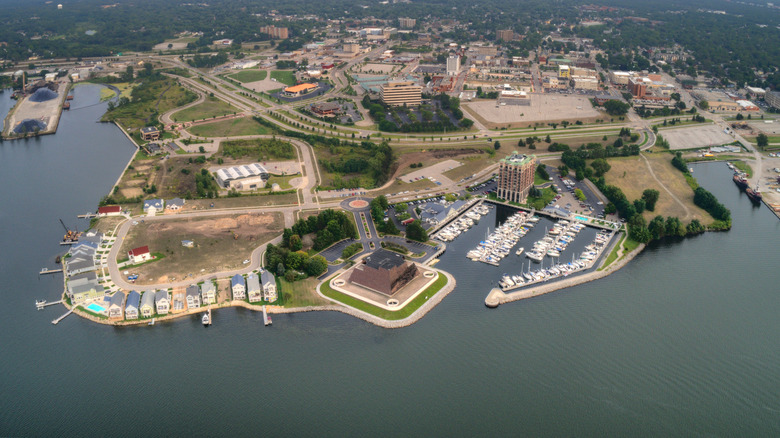 An aerial view of Muskegon