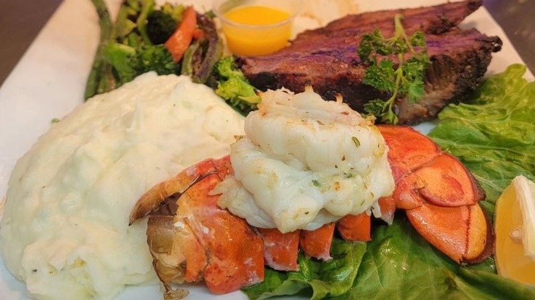 New York strip and lobster tail