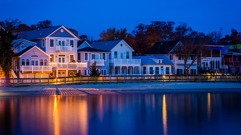 buildings at night along North Beach waterfront