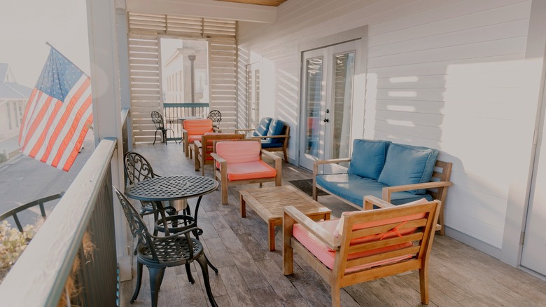 The shared balcony at Hotel Whiskey in Pass Christian