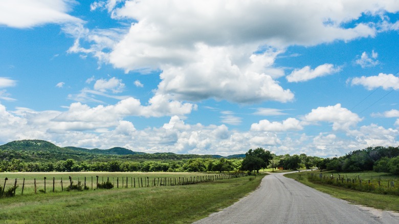 A road and landscape in Texas Hill Country
