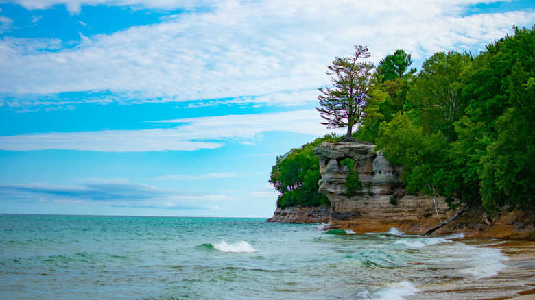 Chapel Rock on Picture Rocks National Lakeshore in Michigan