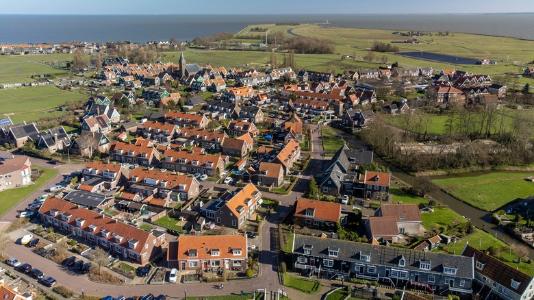 An aerial view of Marken, Netherlands