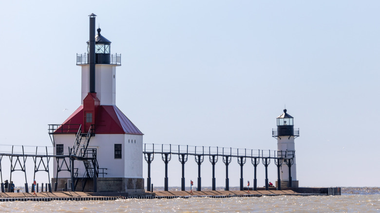View of the North Pier Lighthouse at Lake Michigan