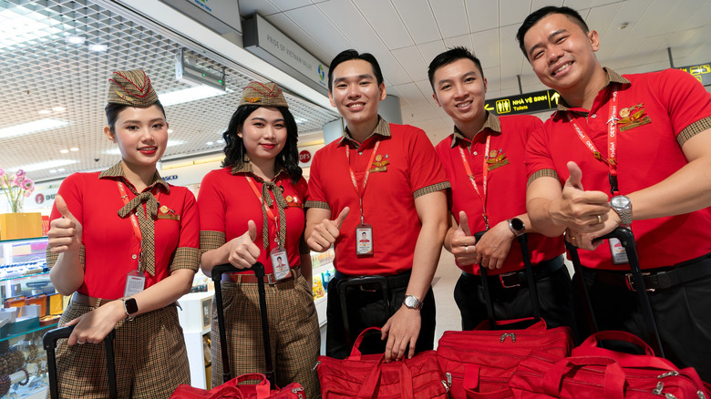 VietJet cabin crew at the airport