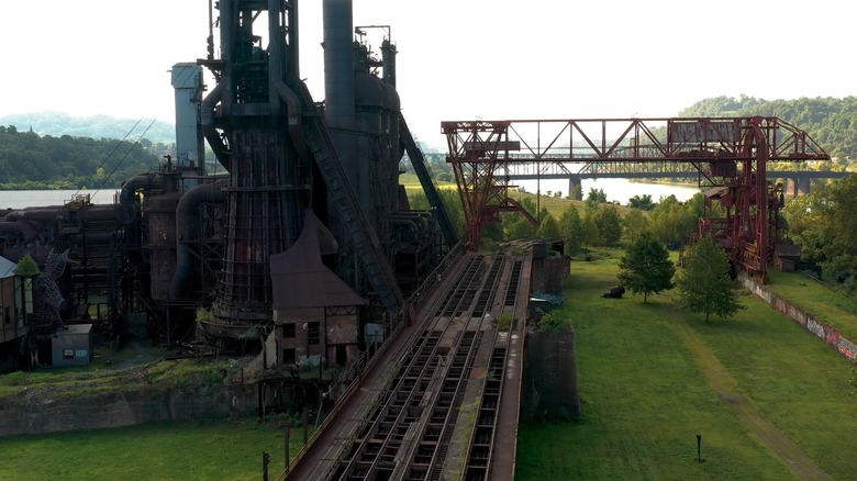 Large metal structures at Carrie Blast Furnaces National Historic Landmark