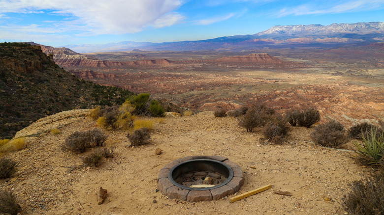 A fire ring at a camp site on Gooseberry Mesa, Utah