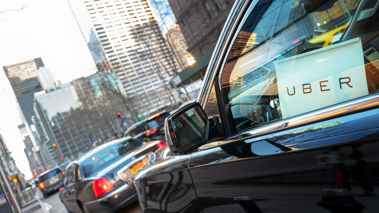 Car with an Uber sign on it