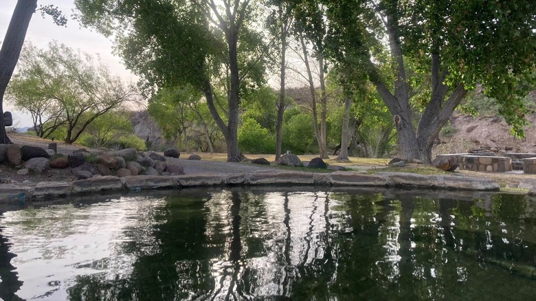 View of the mineral hot springs at Chinati Hot Springs