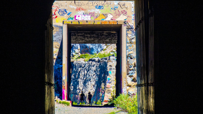 Graffiti art on the walls of a tunnel