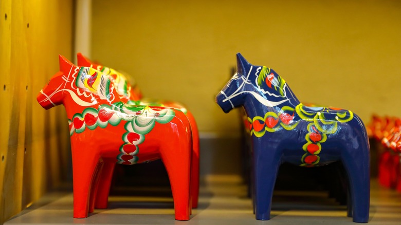Wooden Dala horses, a Swedish handmade craft