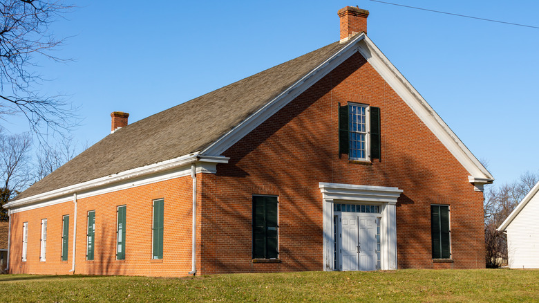 A red barn in Bishop Hill, Illinois
