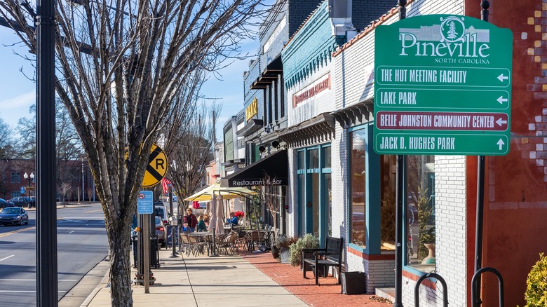 Downtown Pineville, North Carolina, is filled with restaurants and shops