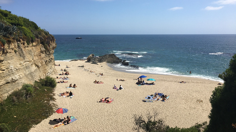 People sunbathing on a secluded beach