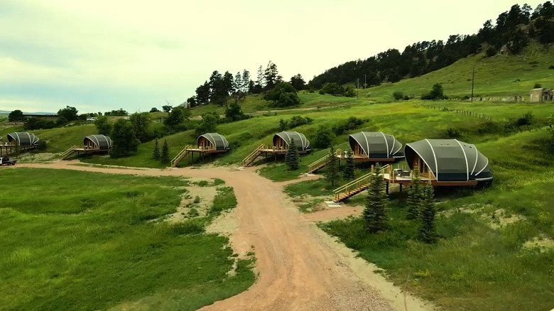 a row of bungalows at Shortgrass Resort, South Dakota
