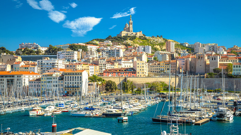 The harbour and the Notre-Dame de la Garde in Marseille