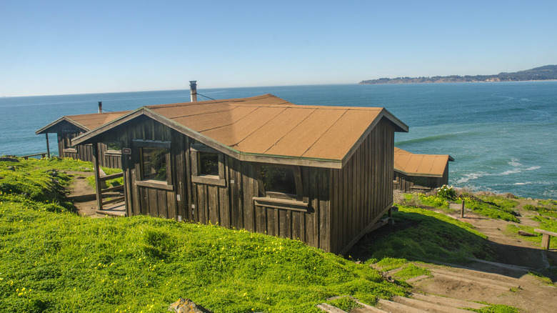 Cabins overlooking the Pacific Ocean at Steep Ravine Environmental Campground