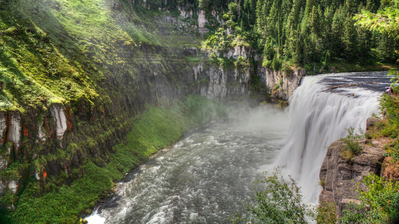 Mesa Falls cascades into Caribou-Targhee National Forest