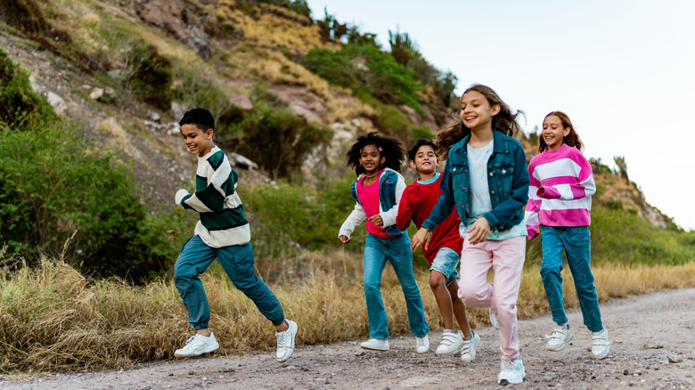 Kids walking outdoors