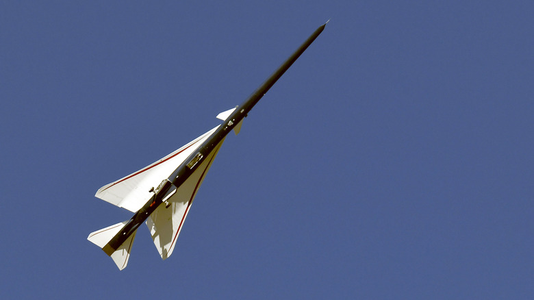 Lockheed Martin supersonic jet flying in the sky
