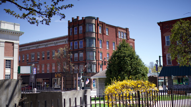 Downtown Johnstown in New York state with historic buildings