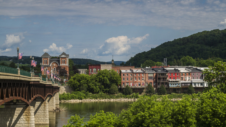View of the New York town of Owego from the Susquehanna River