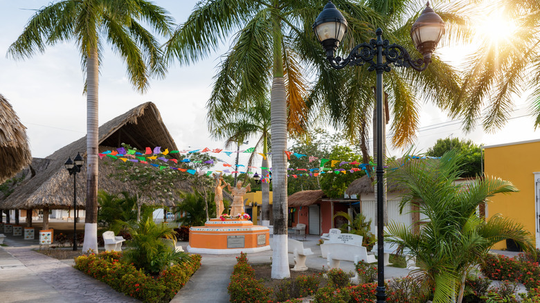 The town square in El Cedral on the island of Cozumel, Mexico