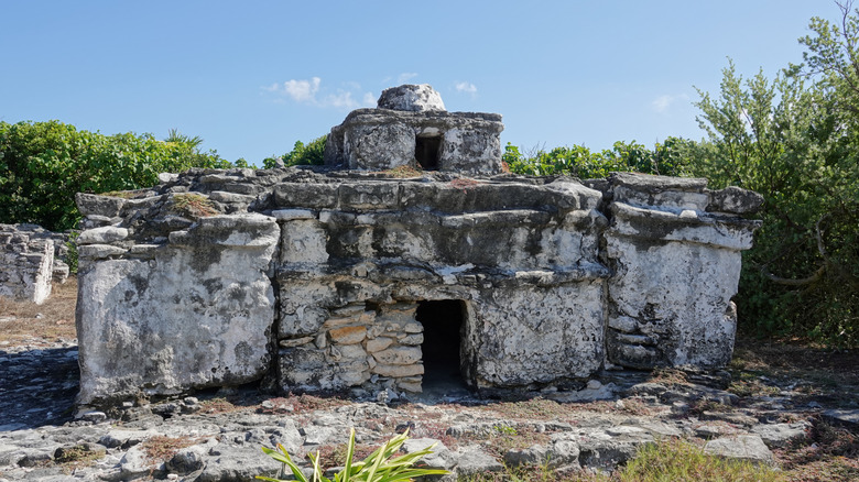 Mayan ruins of a fertility temple at El Cedral in Cozumel, Mexico
