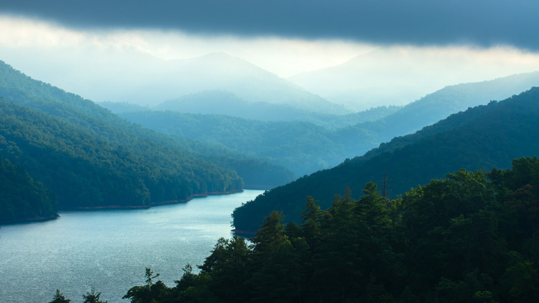 Fontana Lake in the Great Smokies, North Carolina, on a foggy morning