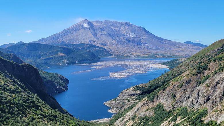 Spirit Lake in front of Mount St. Helens, Washington