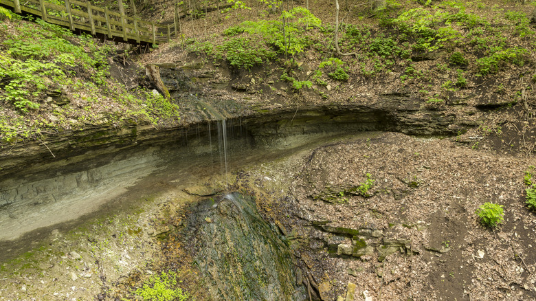 Water trickles down Bridal Veil Falls in Pikes Peak State Park