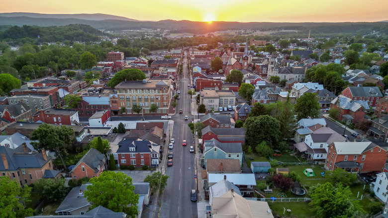 Downtown Huntingdon, Pennsylvania, on a sunny spring day