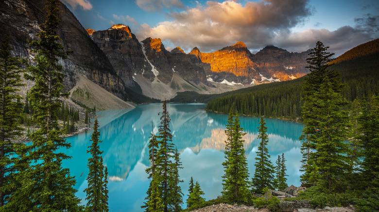 View of the valley of ten peaks from Moraine Lake, Banff National Park, Alberta, Canada