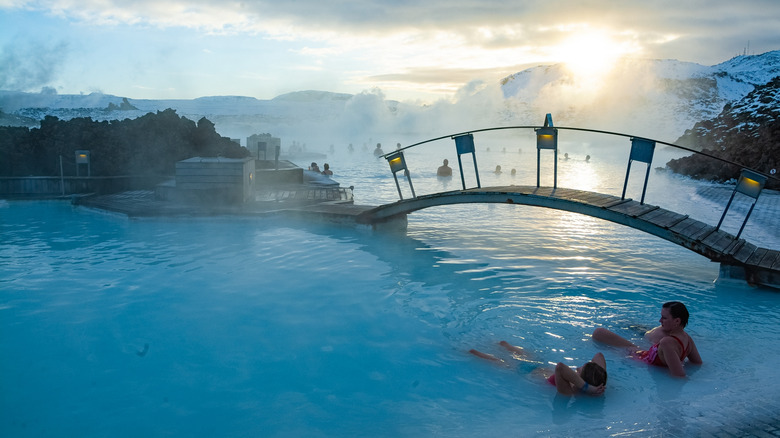 People bathing at Blue Lagoon, Iceland