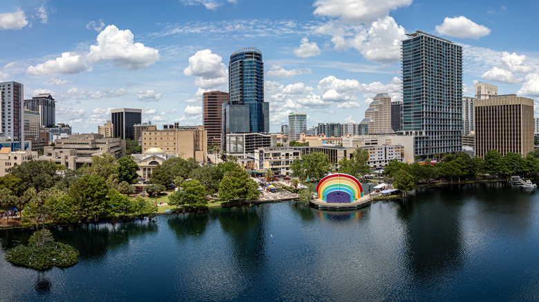 View of Eola Lake in Orlando, Florida