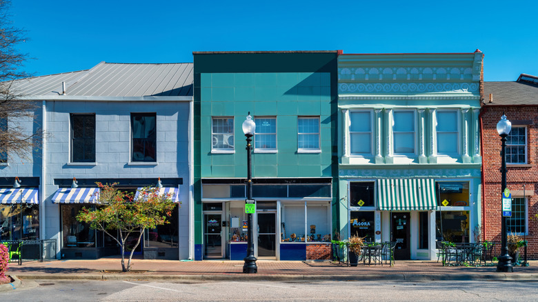 Ornate storefronts in downtown Fayetteville, North Carolina