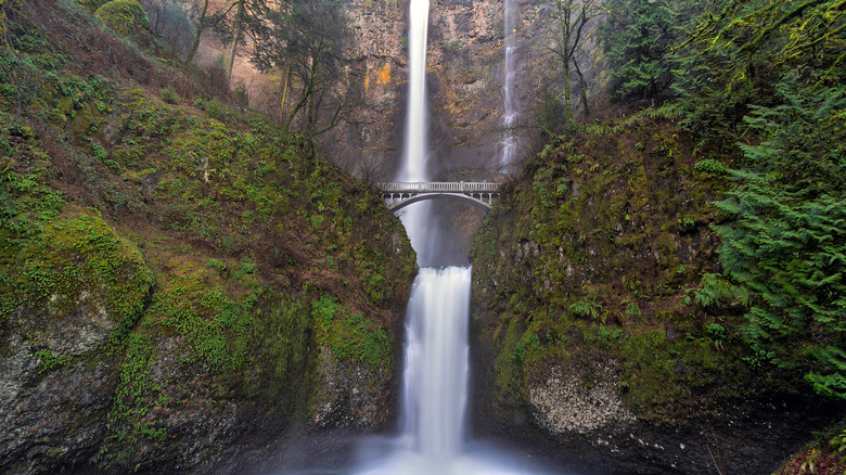 Bridge across Multnomah Falls in Oregon