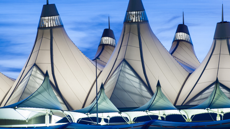 Glowing tents at Denver International Airport