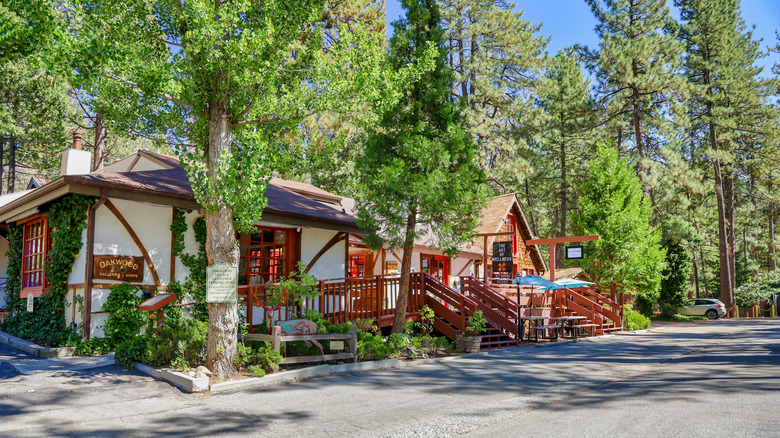 Street shot of Idyllwild, California showing shops