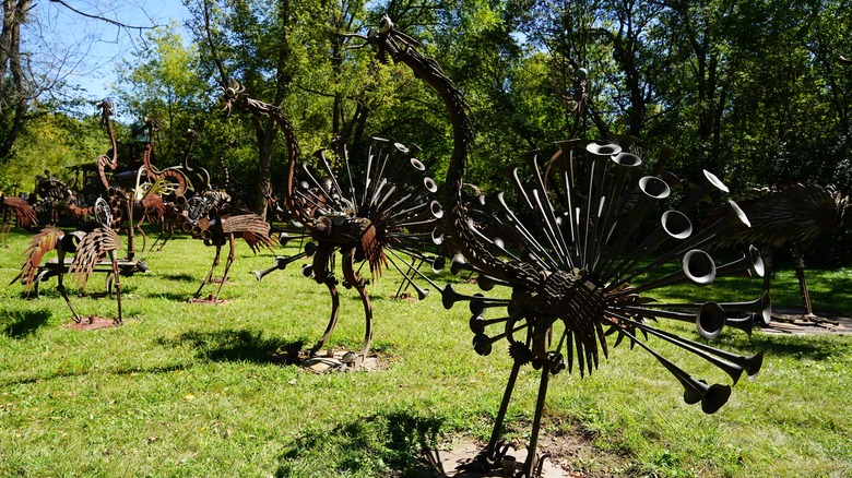 Metal sculptures at Dr. Evermor's sculpture park.