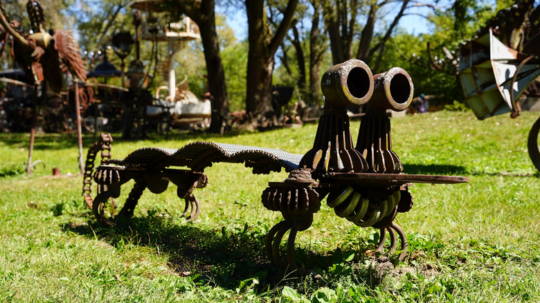 A metal sculpture at Dr. Evermor's sculpture park.