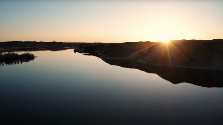 Setting sun at Merritt Reservoir