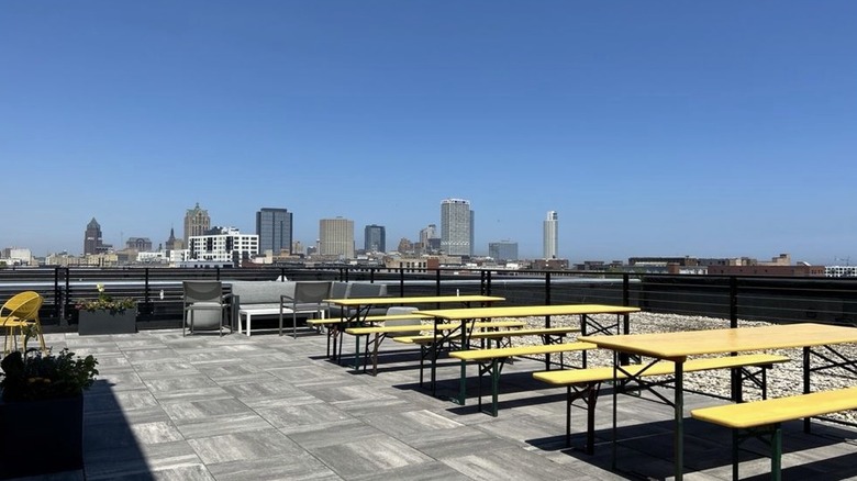 The view from UpTop, the Indeed Brewing Company's rooftop bar in Milwaukee, Wisconsin