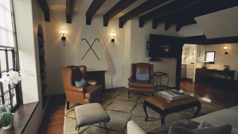 The Charlie bungalow is decorated with canes in honor of the former owner Charlie Chaplin.