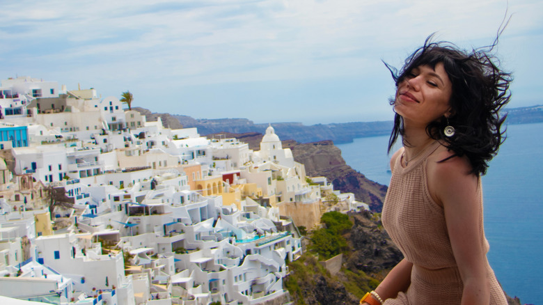 Sea views from the Santorini cliffs