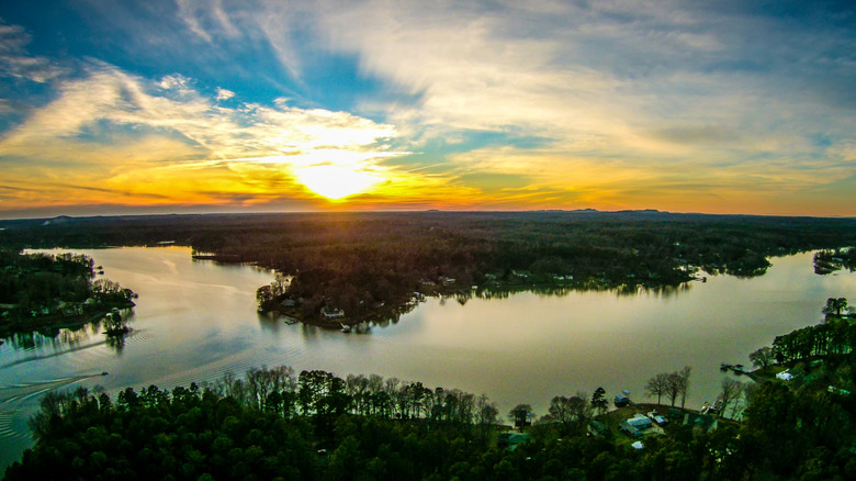 Sunset over Lake Wylie, which stretches between North and South Carolina