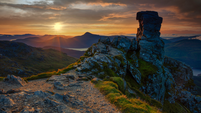 Rocky mountain summit at sunrise
