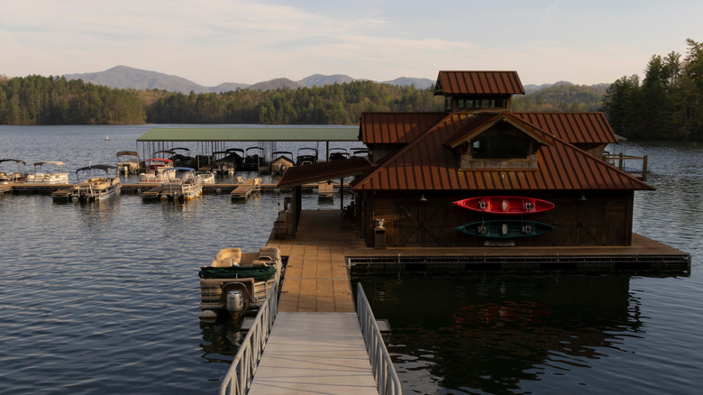 View of the marina on Santeetlah Lake