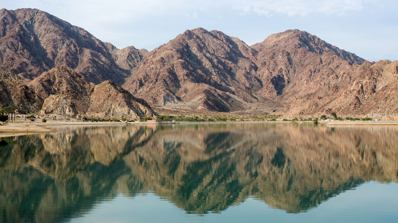 Santa Rosa Mountains reflected in Lake Cahuilla's water