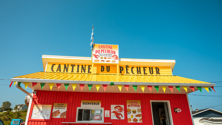 Typical seafood shack in Cloridorme, Gaspé Peninsula, Quebec, Canada